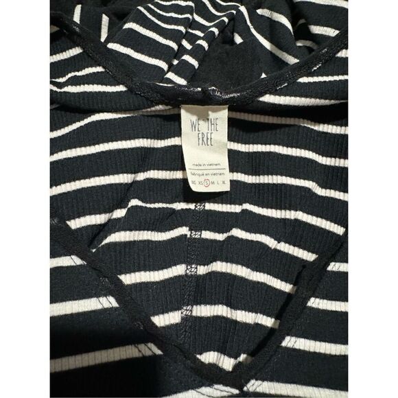 We the free striped black oversized long sleeve swing laced hem top S - Picture 8 of 9